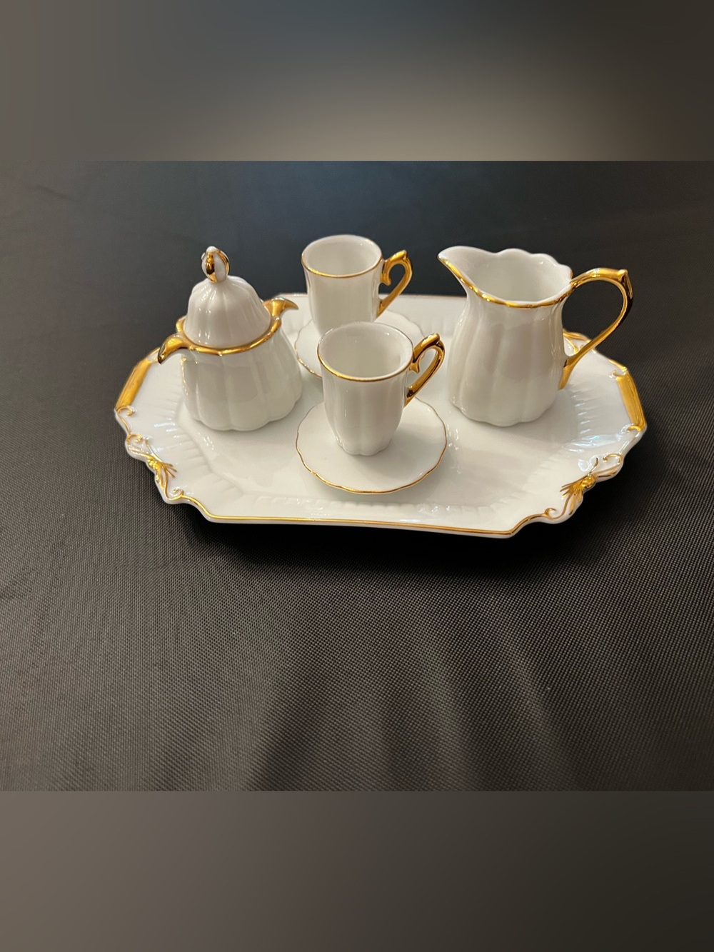 White Porcelain Mini Tea Set with Gold Trim